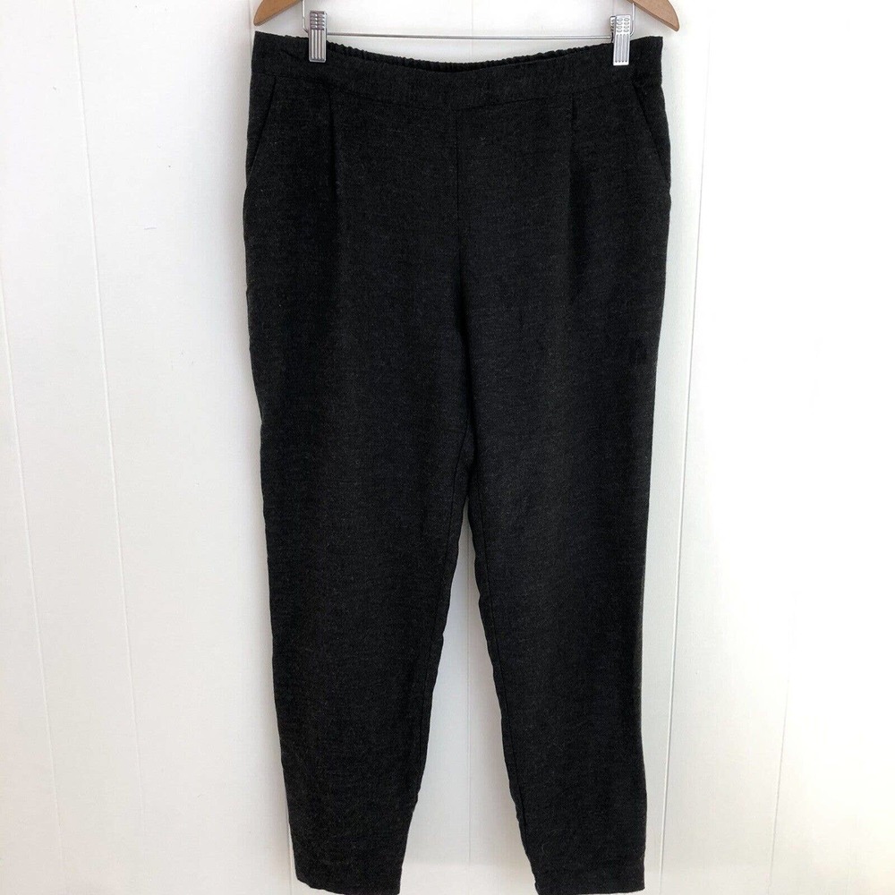 Zara Basic Dark Grey Crop Jogger Style Pull On Trouser Pants Women's Large